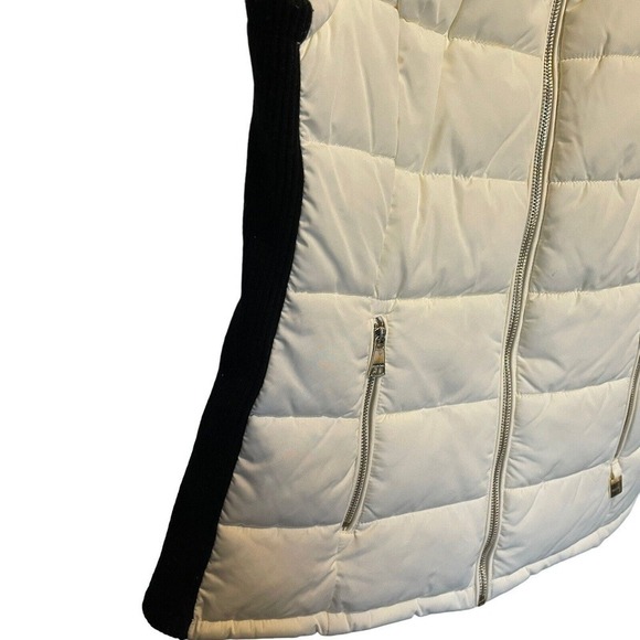 Calvin Klein Womens Ivory & Black Quilted Stretch Sides Puffer Vest Small NWOT - Picture 9 of 12